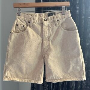Vintage Express Light Tan Cotton Denim Canvas Style Utility Long Shorts Jorts 26